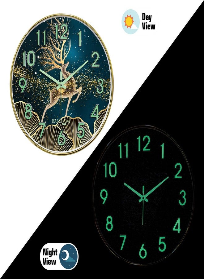 راندم ساعة حائط راديوم مقاس 12.75 بوصة (إطار ذهبي، وجه معدني) - Image 2